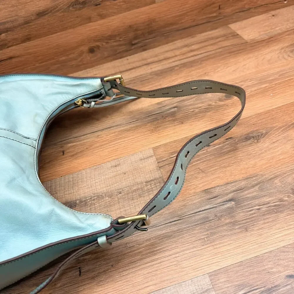 Hobo Fortune Shoulder Bag Blossom Leather Light Blue purse